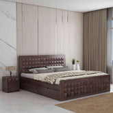 Sofia Solid Sheesham Wood Bed With Four Drawers (King Size, Walnut Finish)